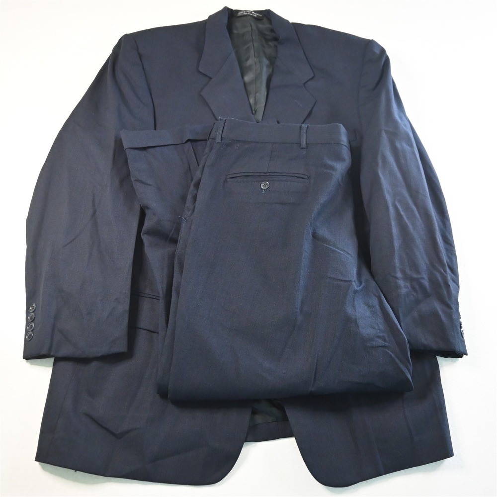 Ruffini 48L 42x28 Dark Blue Glenn Check Wool Mens Jacket Pants‎ Suit
